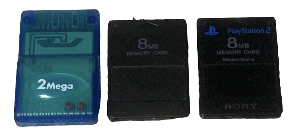 3 Cartoes de Memoria Playstation 1 e 2 (2Mb/8Mb) Consulte valor