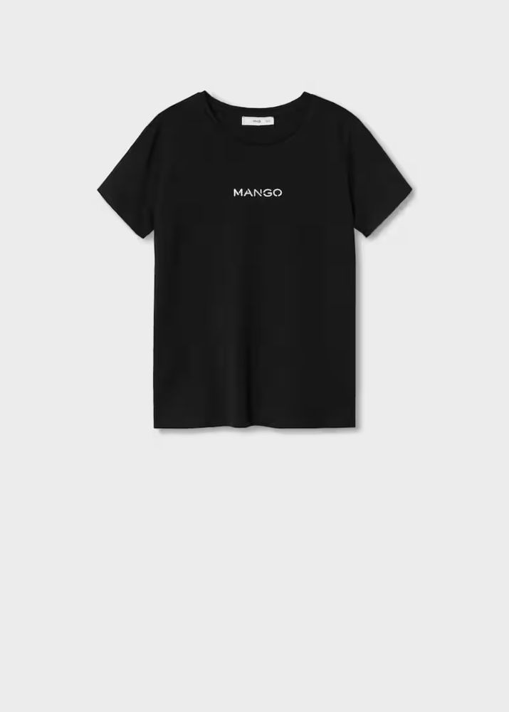 Футболка Mango чорна з лого написом XS
