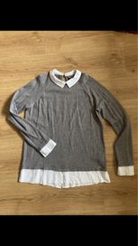 Szary sweter z koszulą