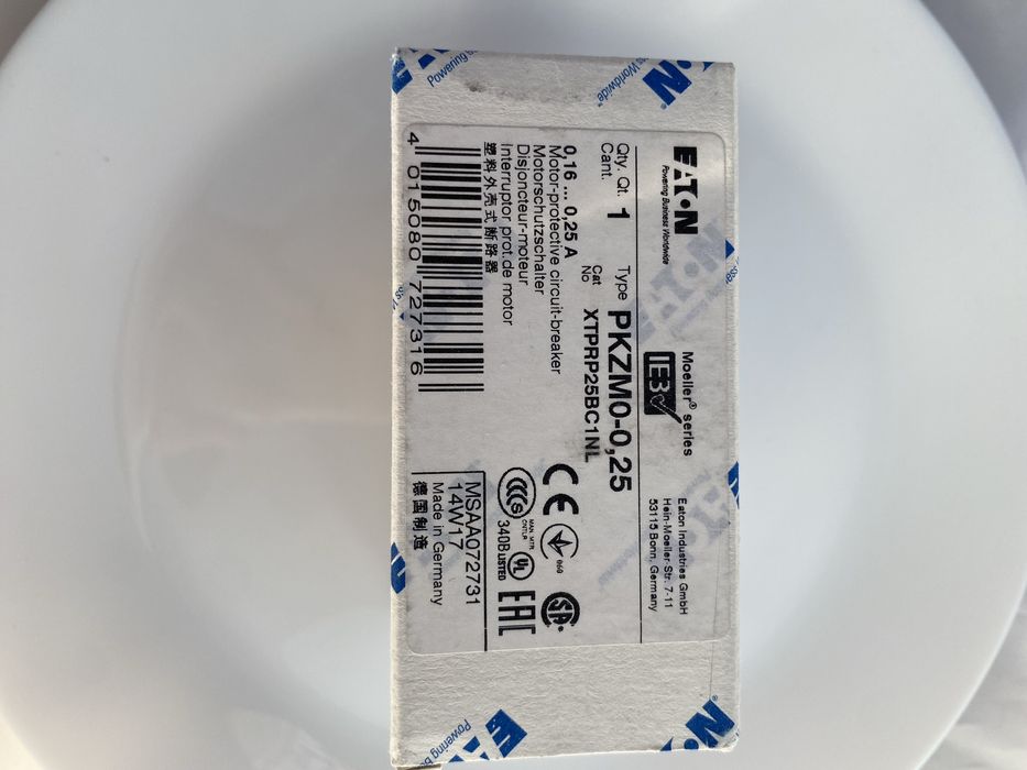 Eaton wylacznik silnikowy o zakresie 0,16-0,25A