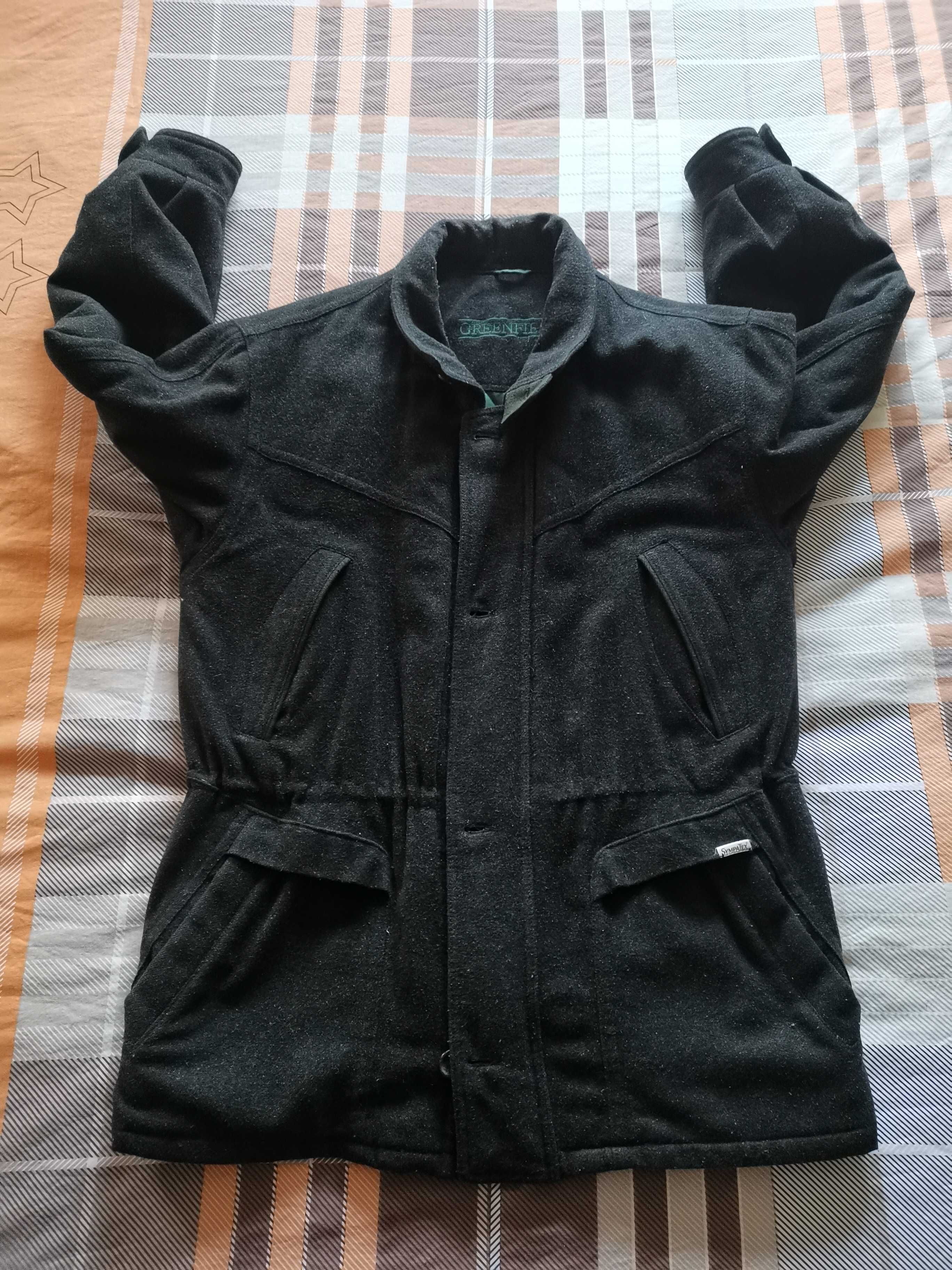Płaszcz męski z wełny, czarny firmy Greenfield, używany, roz. 26 , XL