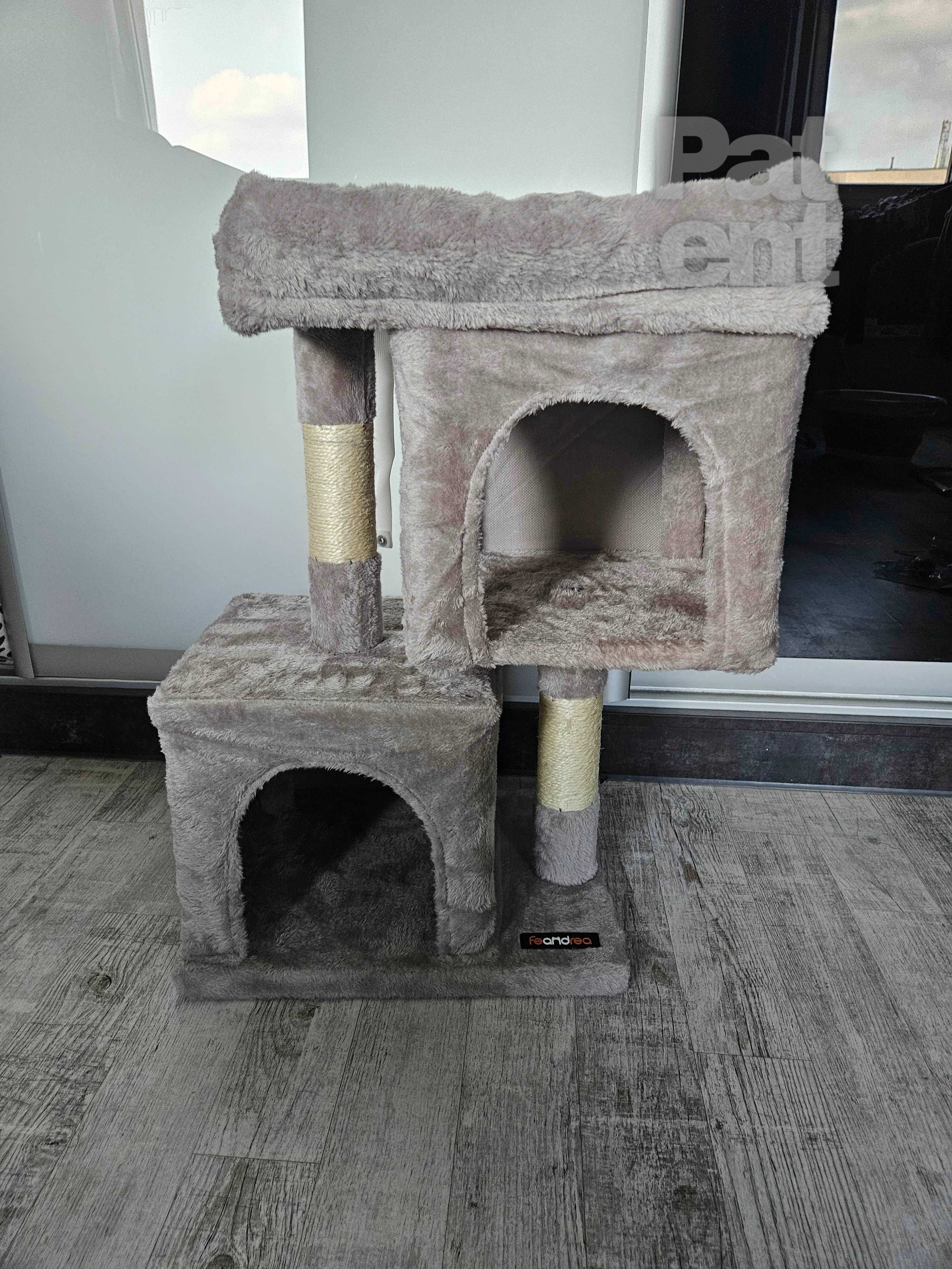 Drapak dla kota kompaktowy 67 cm szary domek słupek legowisko