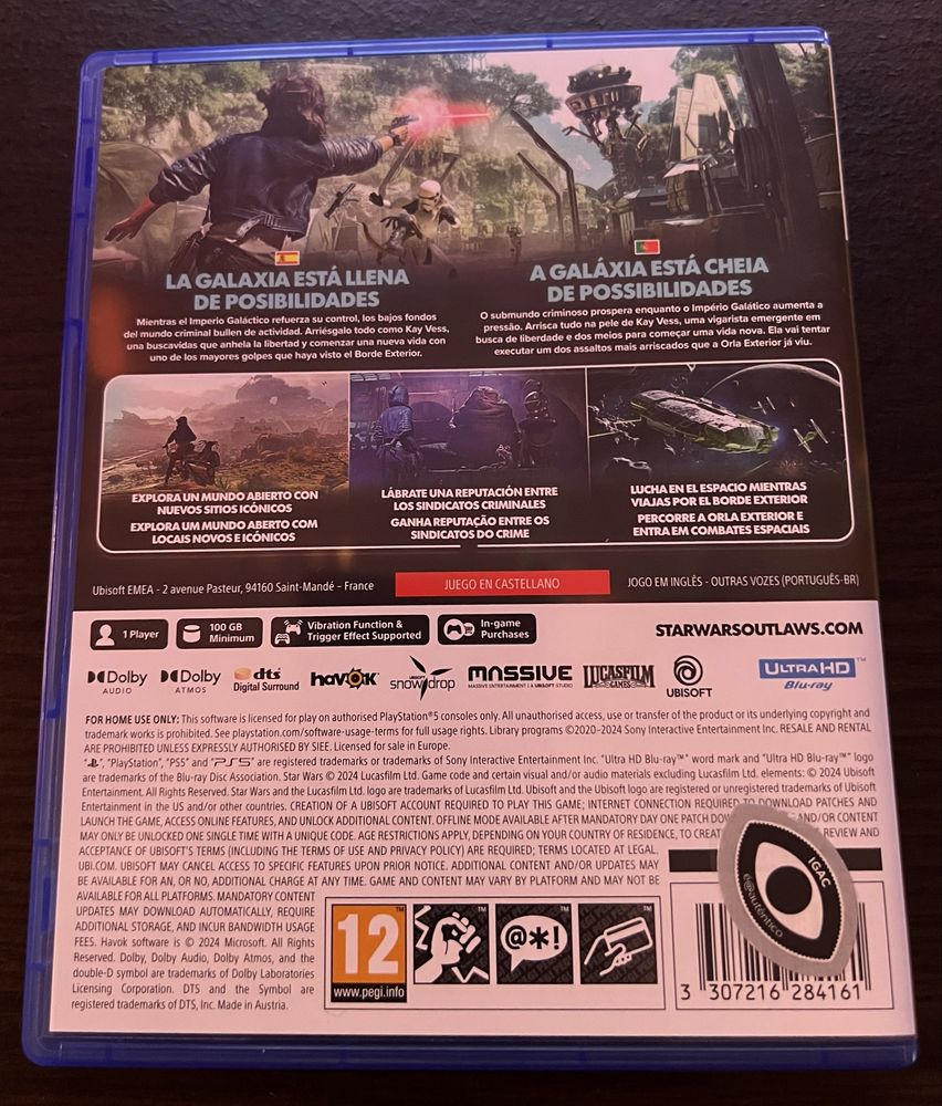 PS5 Star Wars Outlaws com selo IGAC