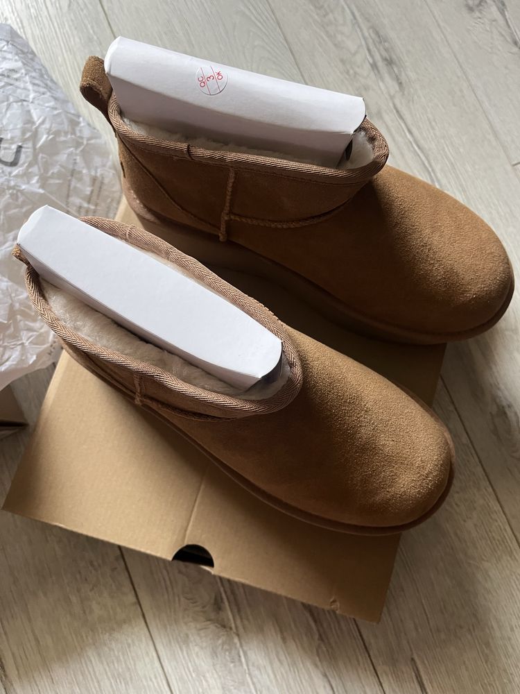 Nowe śniegowce UGG Classic Ultra Mini Platform Chestnut rozmiar 40