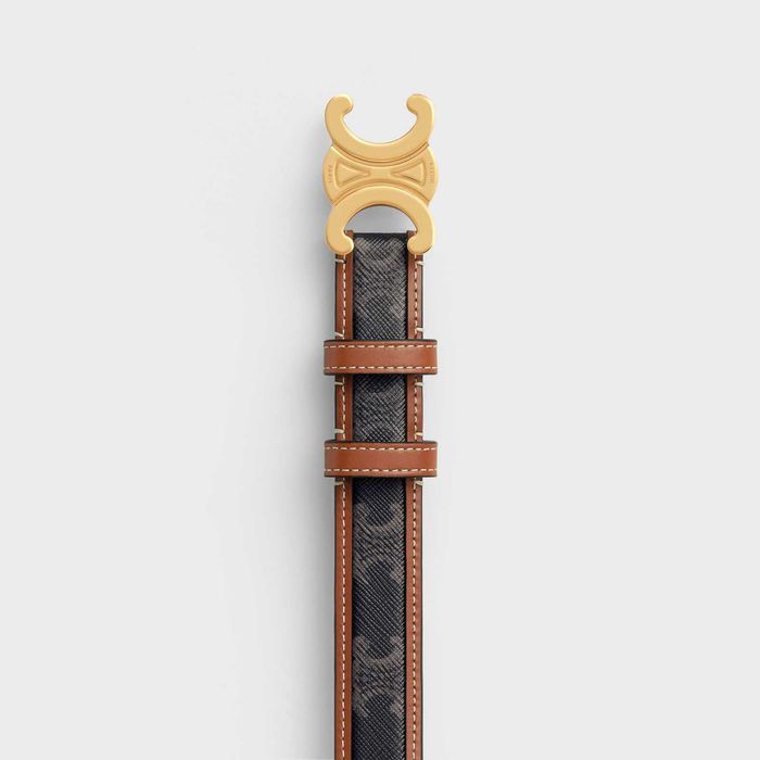 Ремінь Medium Triomphe Belt In Triomphe Canvas And Calfskin Tan