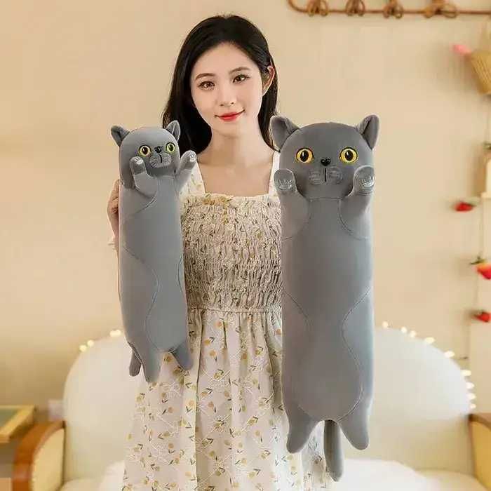 Мягкая игрушка Кот Батон 110 см цвет серый, Плюшевый длинный кот