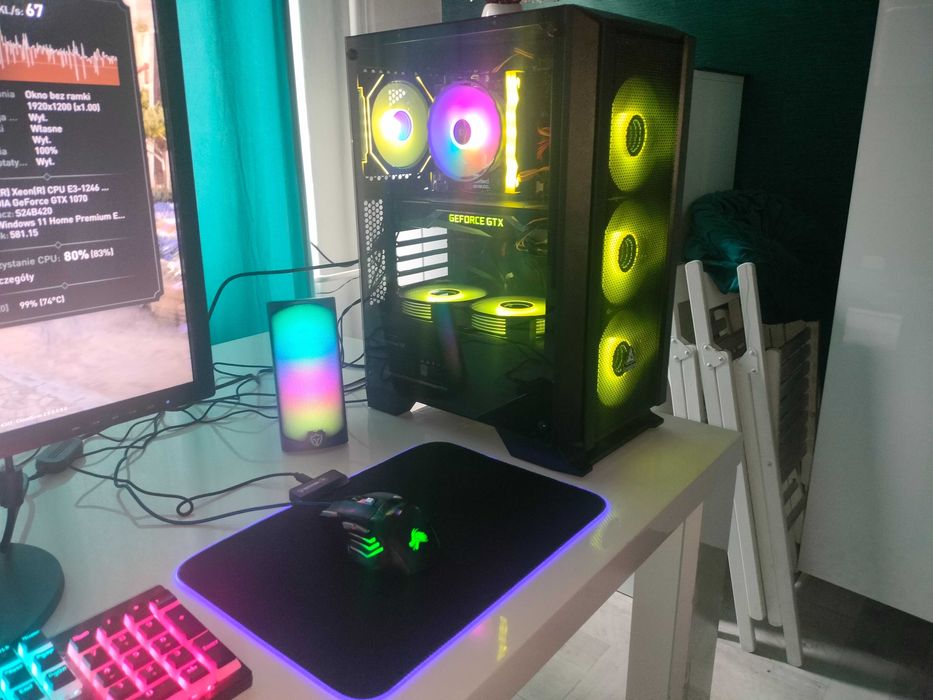 Zestaw do Gier, RGB, Karta 8gb, 512gb ssd + 1TB hdd, 16gb ram,