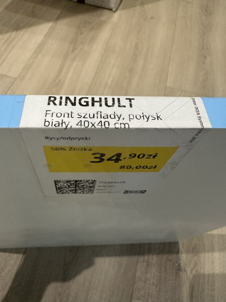 Front szuflady Ikea Ringhult 40x40 biały połysk