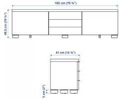 IKEA BESTA Burst szafka RTV z 3 szufladami r.180x41x49cm- dostawa grat