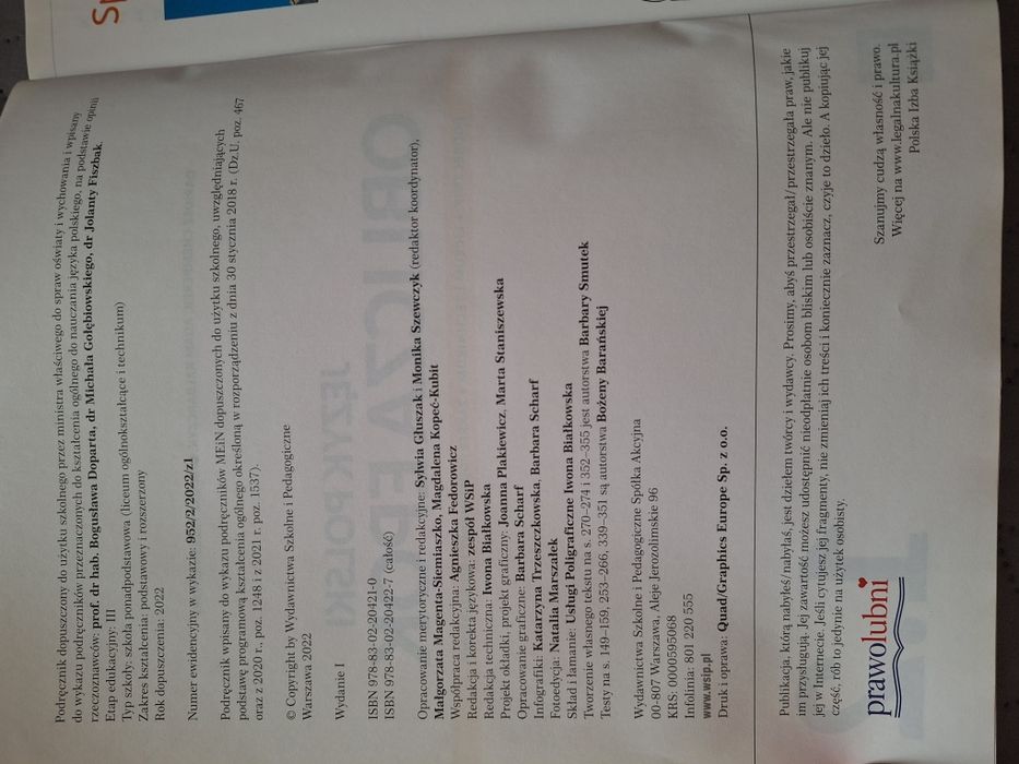 Podręcznik do polskiego 1 klasa LO, Technikum
