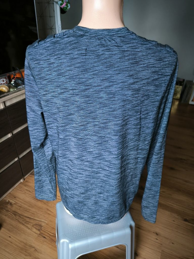 Guess longsleeve męski L koszulka z długim rękawem ciemny szary melanż