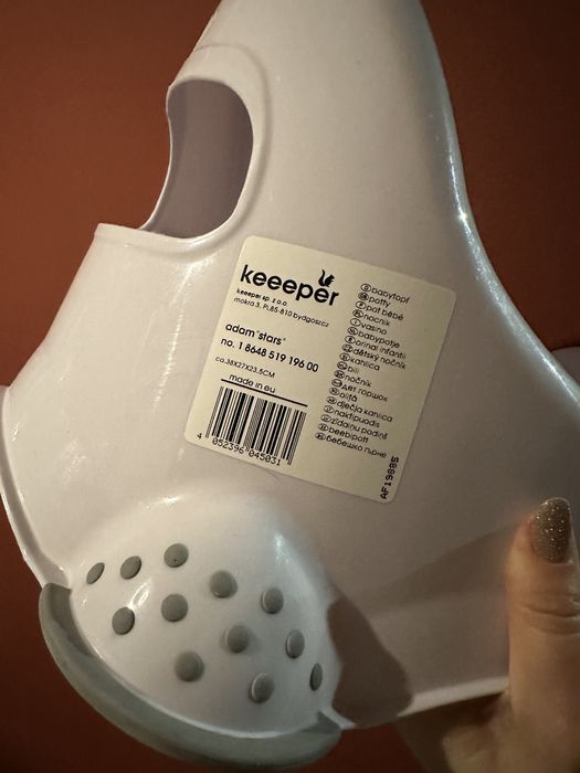 Nocnik plastikowy keeper 38x27x23,5cm dziecięcy biały w szare gwiazdki