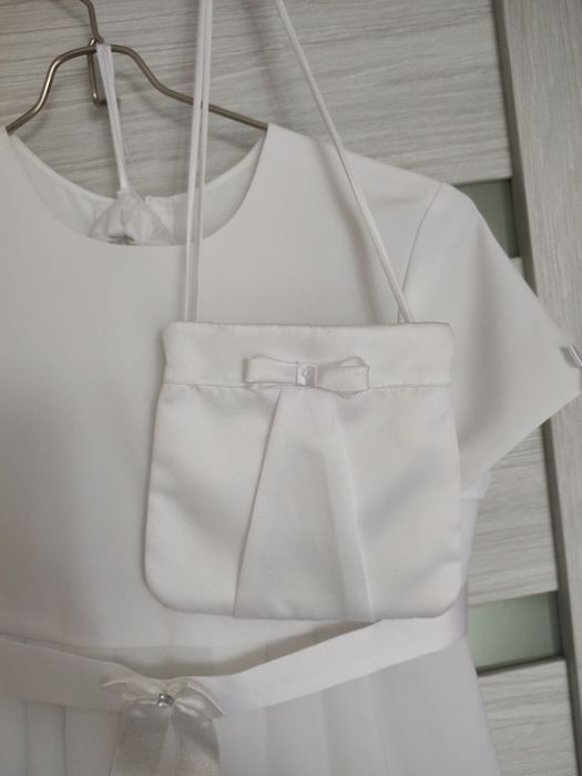 Sukienka komunijna, torebka, wianek