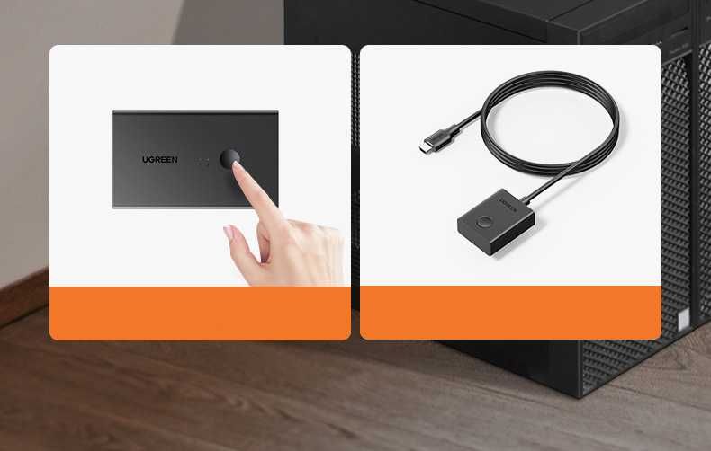 KVM-переключатель на 2 компьютера USB хаб UGREEN HDMI Switch 4K 60Hz