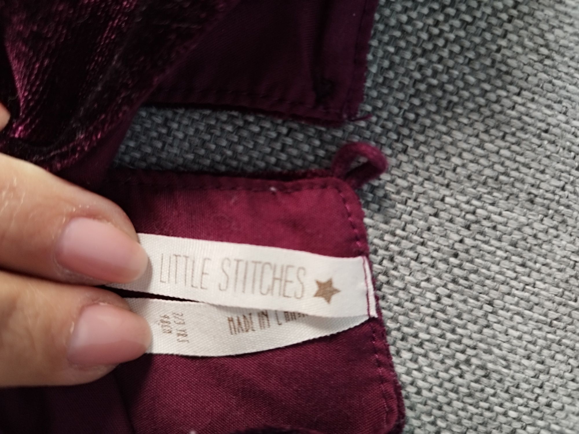 Sukienka Little Stitches r98 bordo brokat święta sylwester wesele