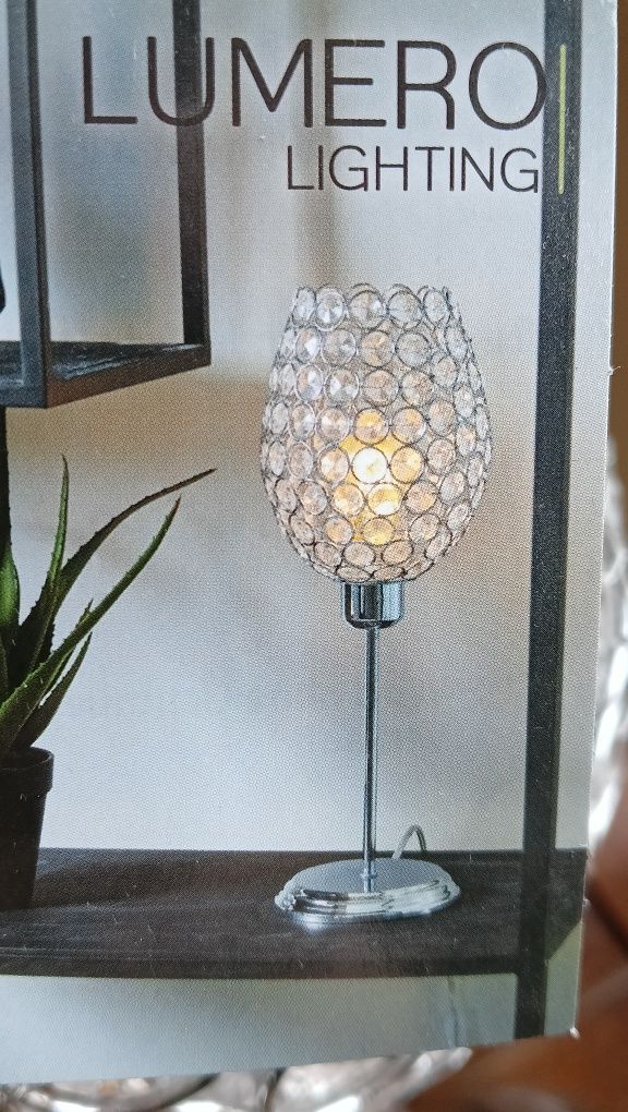 Nowa srebrna LAMPKA glamour w kryształy z kryształkami Lumero Lighting