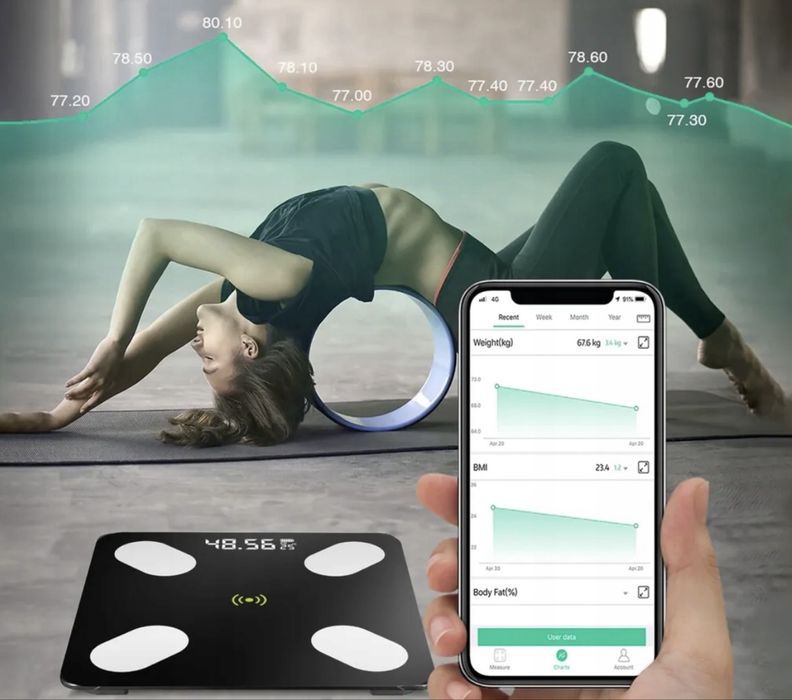 Waga łazienkowa analityczna SLIM 180 SMART BLUETOOTH precyzyjny pomiar