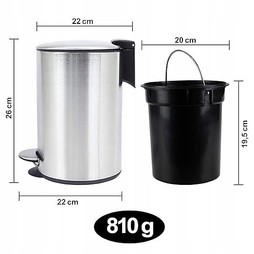Badiona Kosz Łazienkowy 5l Ze Stali Nierdzewnej z Pedałem Srebrny