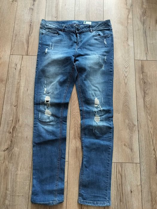 Spodnie męskie 34/32 skinny miękki jeans dziury przecierane pas96