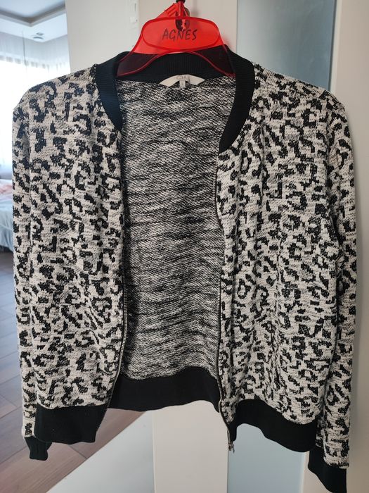 Bluza damska L 40 z suwakiem c&a biała czarna panterka