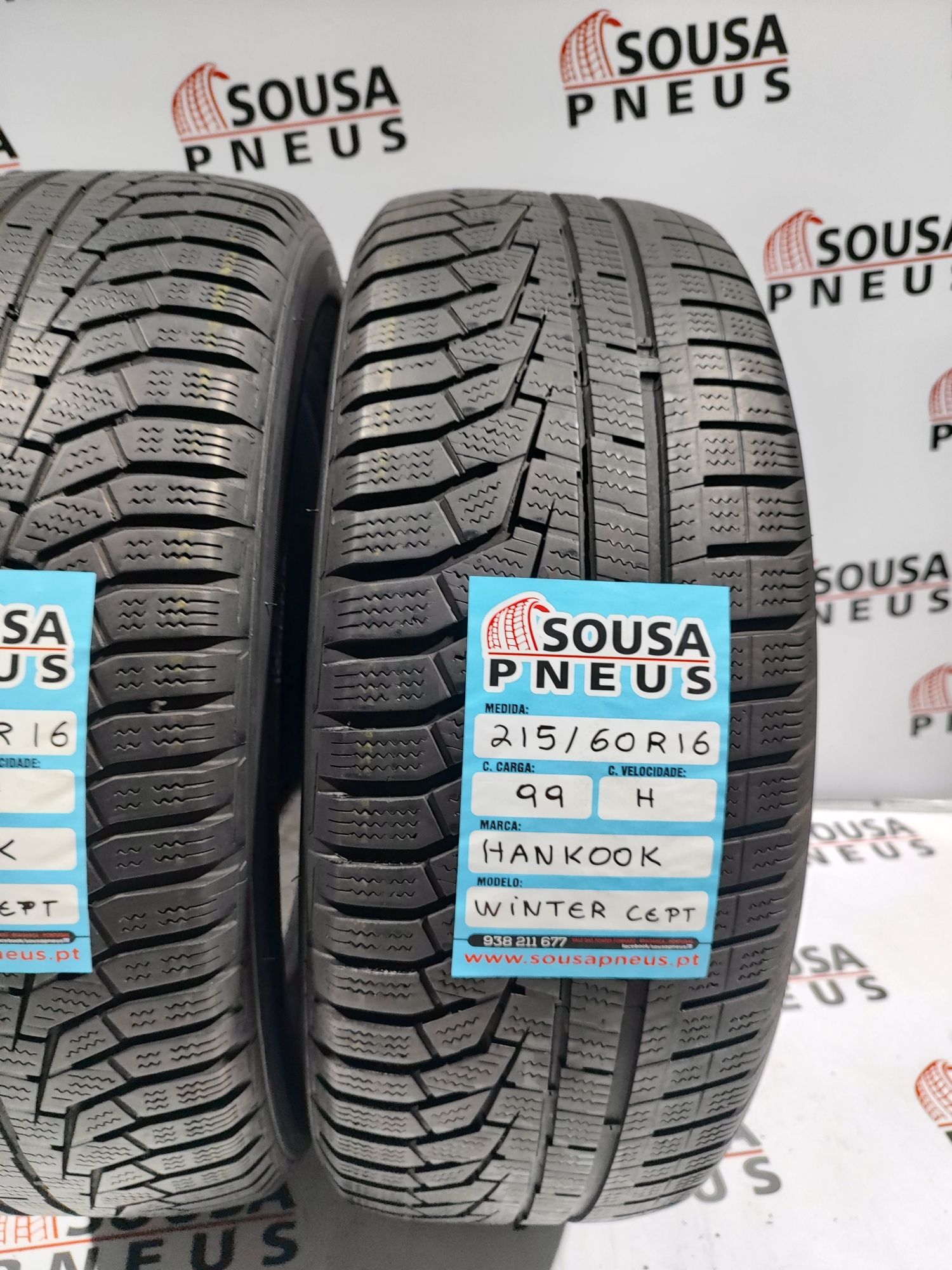 2 pneus semi novos 215-60R16 Hankook - Oferta da entrega na sua morada