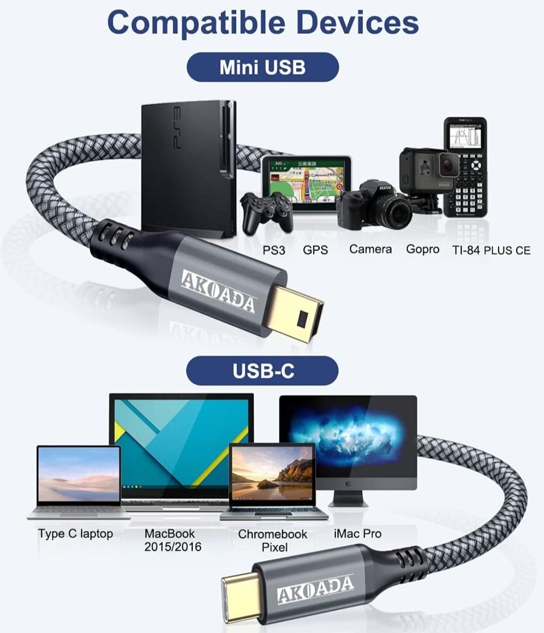 Mini USB typ C 3M, AkoaDa Mini USB 2.0 typ C na Mini B