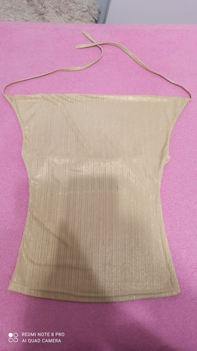 Złota bluzka na wiązane ramiączka rozmiar S