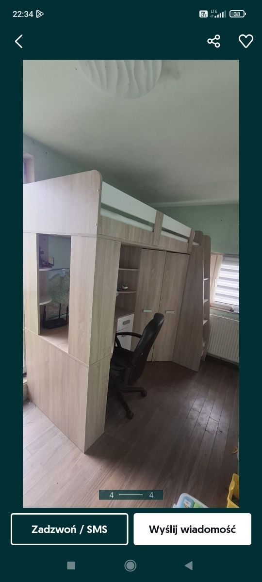 Szafa łóżko piętrowe biurko