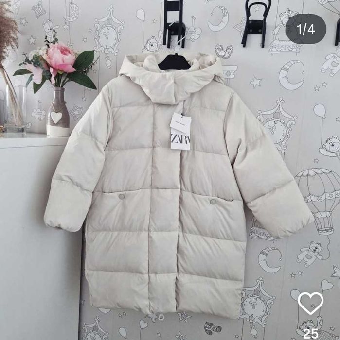 Брак! Пуховик куртка пальто.  Zara 164