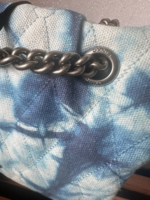 Promocja! Pinko torebka love puff niebieska srebrne Jaskółki duża