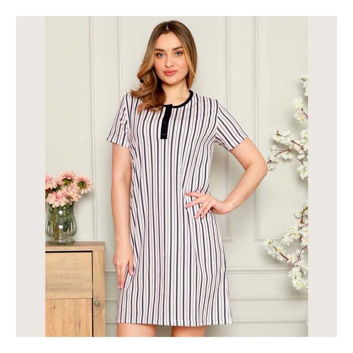 Koszula nocna w paski bawełniana L