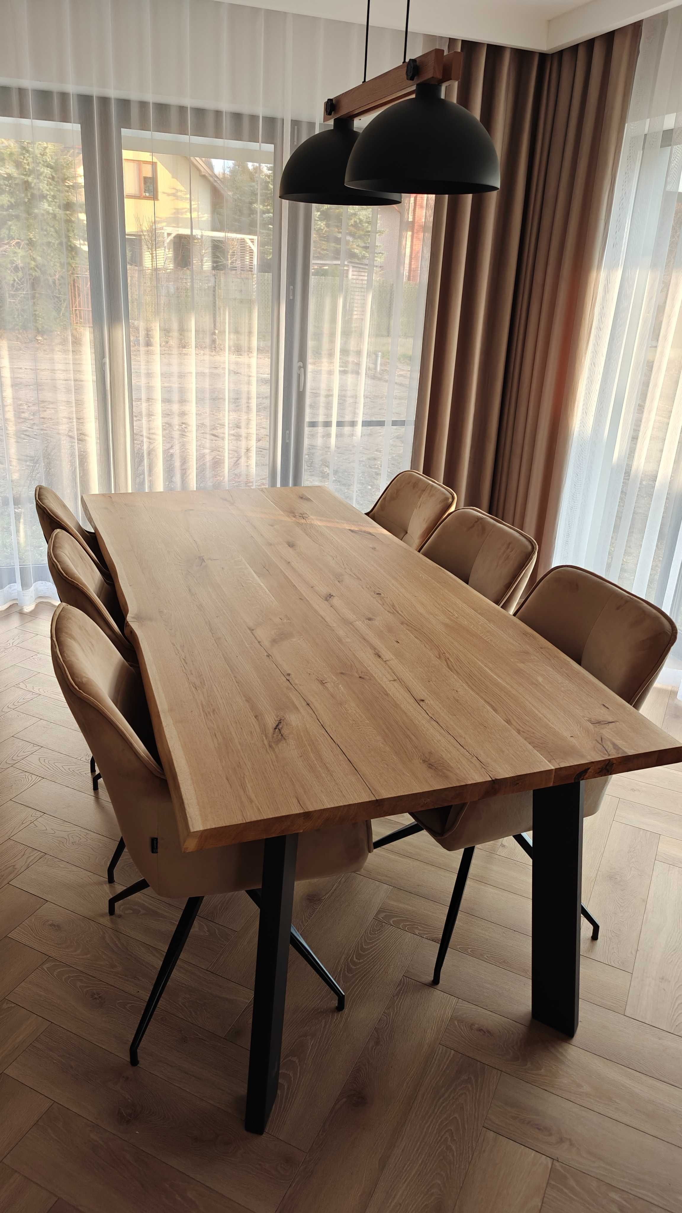 Stół stolik drewniany loft dębowy rozkładany z dostawkami blat lity