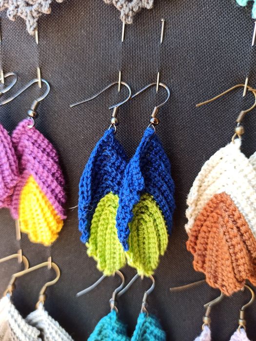 Brincos de crochet feitos à mão, em fio de algodão