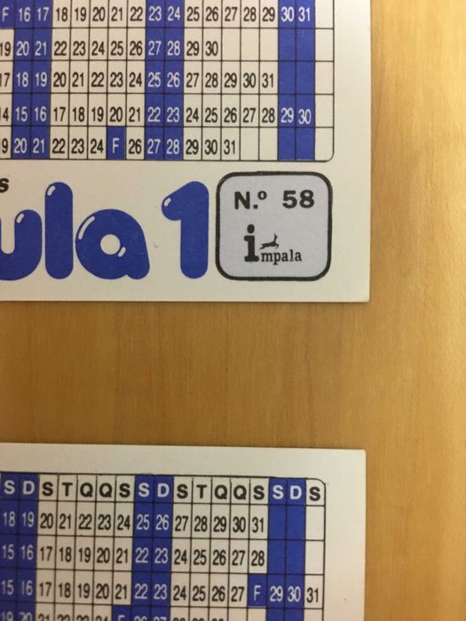 2 Calendários 1986 Capacetes Fórmula 1 (Portes incluídos)