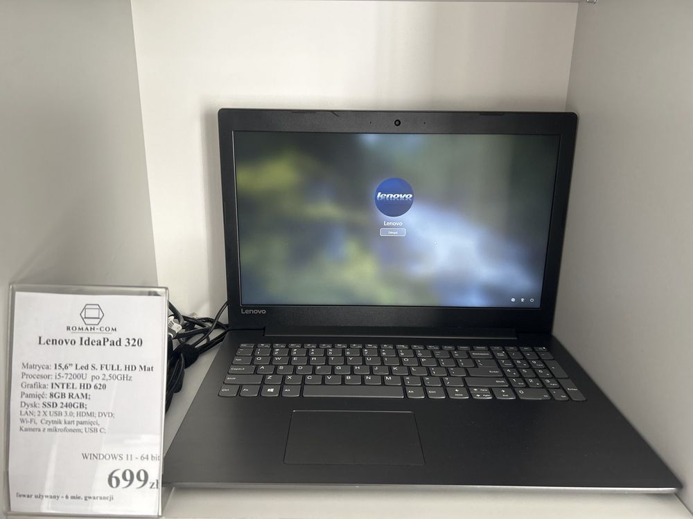 Laptop Lenovo IdeaPad 320/SSD 240GB/DDR4-8GB/i5-7200 2,5GHz/M.15,6"/11