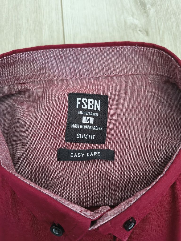 Bordowa męska koszula z długim rękawem FSBN rozm M  slim fit
