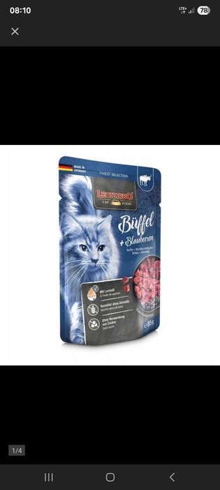 Saszetki dla kota Leonardo, karma mokra Bawół i Indyk