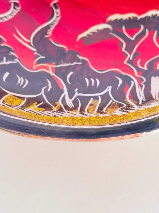 Nowa miska afrykańska Afryka słonie ręcznie robiona etniczna safari