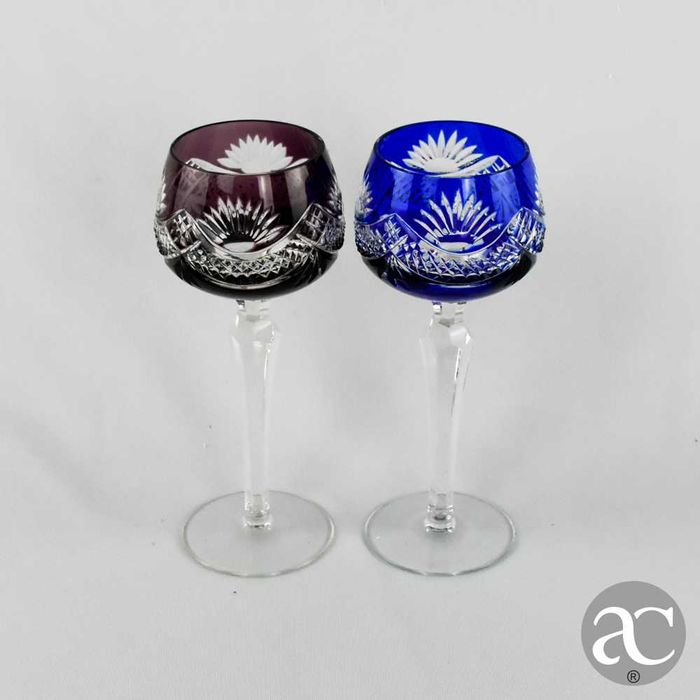 Par de Copos Cristal colorido estilo Saint Lambert