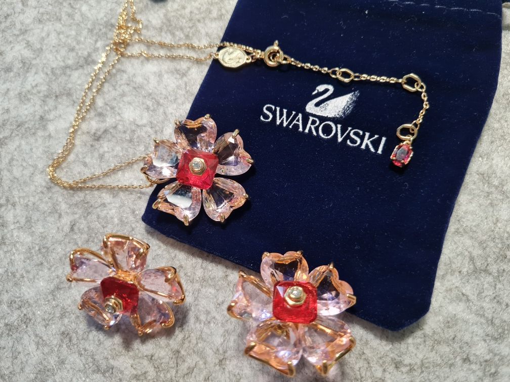 Сережки та кулон Swarovski florere Сваровскі  під золото