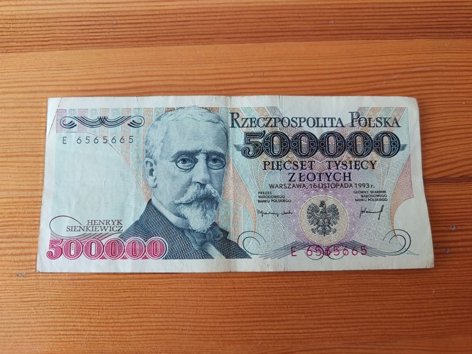 Banknot 500000 złotych PRL Sienkiewicz zł seria E 6, 5 6 5 6 6 5