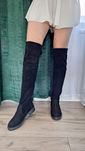 Wysokie kozaki za kolano czarne płaskie buty 35