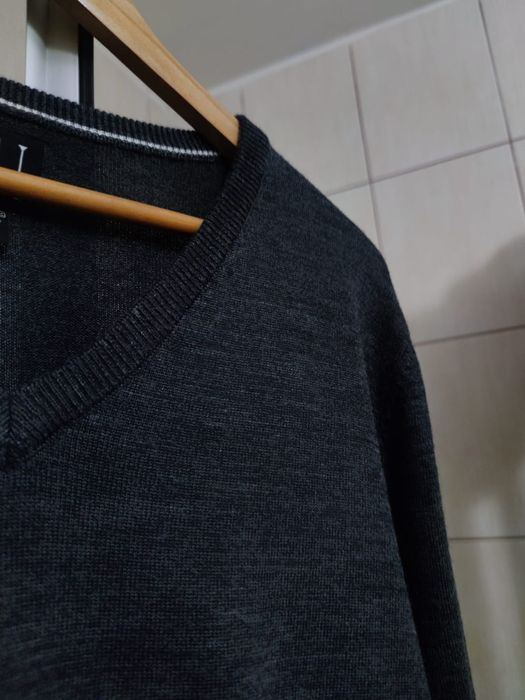 Sweter klasyczny męski L SU Straight up elegancki szary siwy ciemny bl