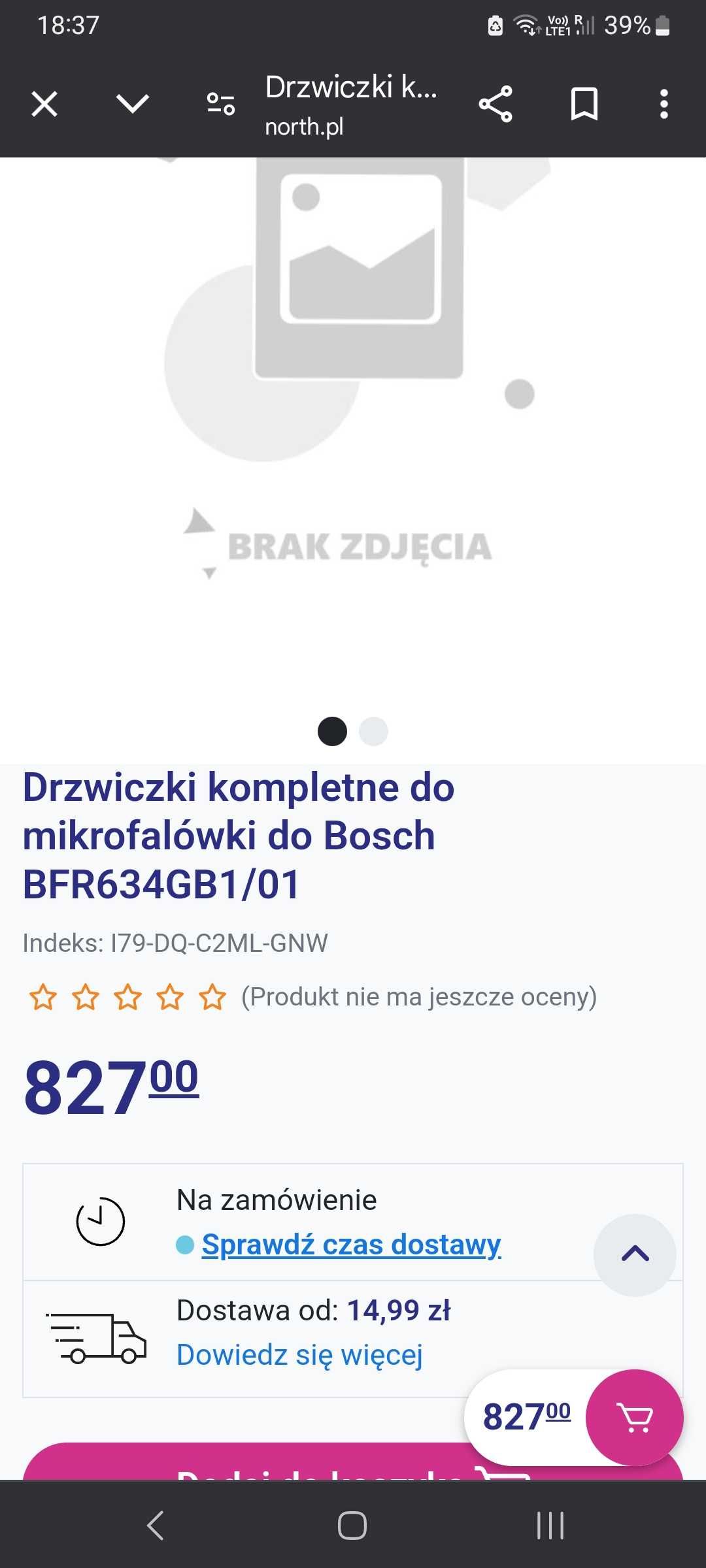 Drzwiczki do mikrofali bosch seria 8