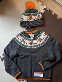Sweterek + czapka r. 104 / nowy zestaw