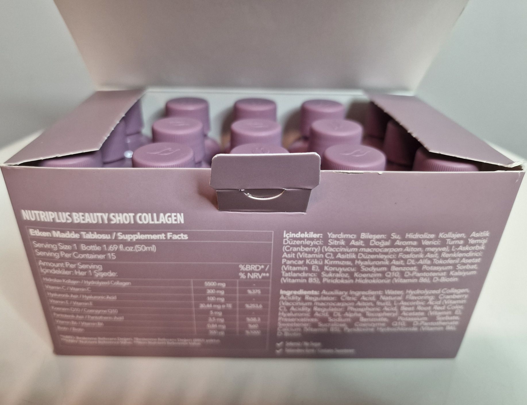 15x Kolagen Beauty Shot Nutriplus +Q10, B5, B6, C, E...