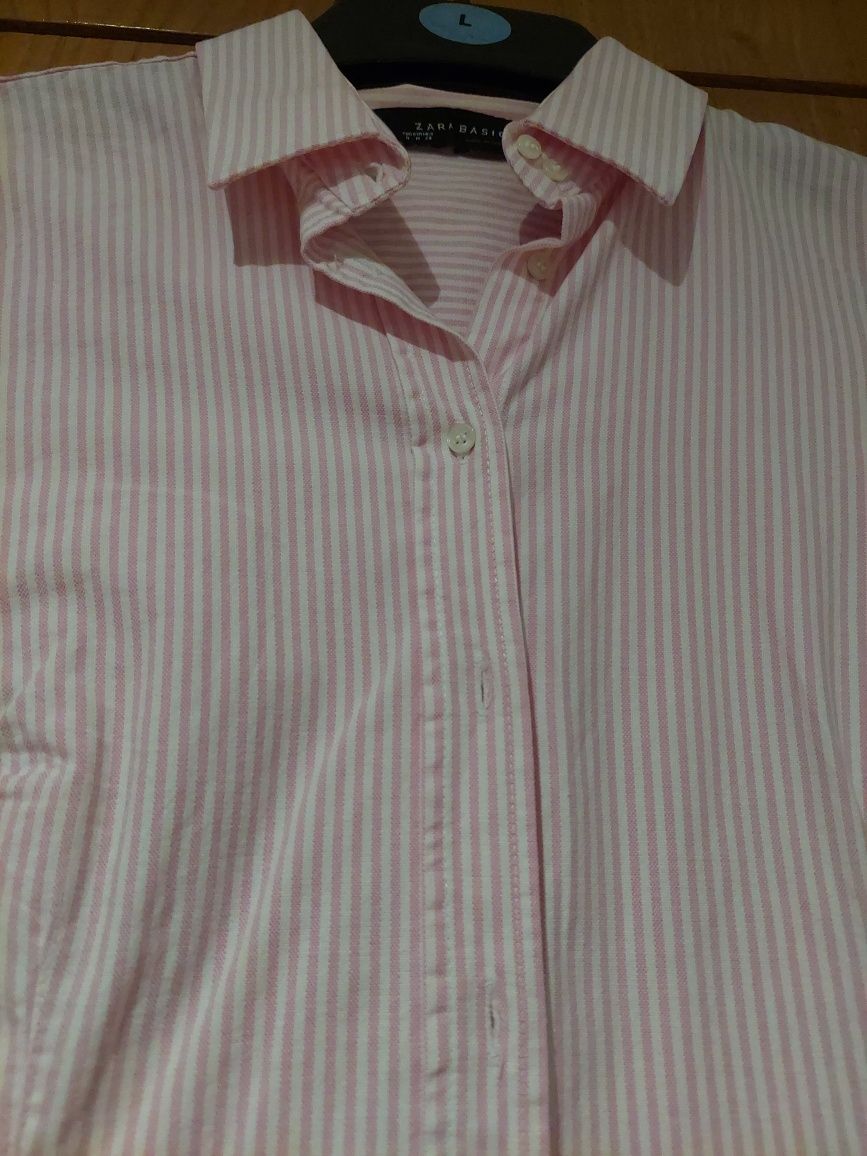 Camisa rosa e branca zara