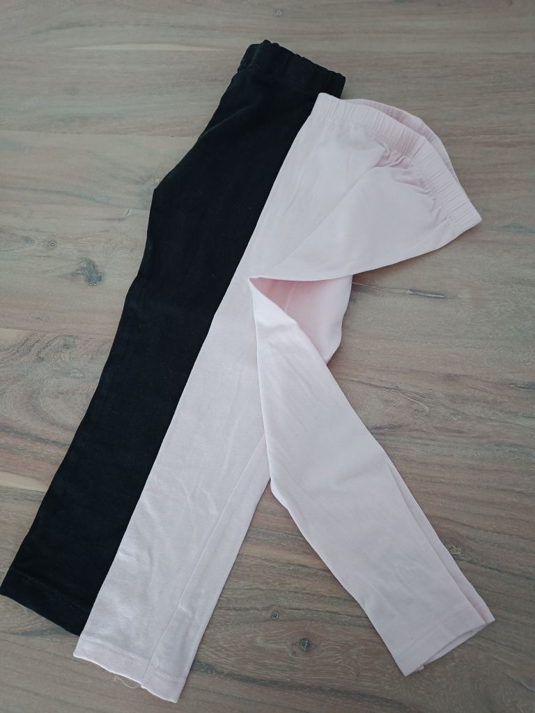 2 x bawełniane legginsy basic na 98-104