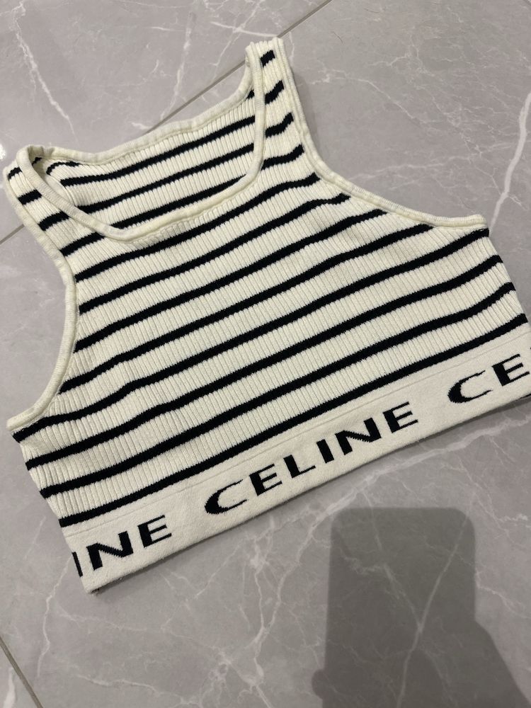 Укороченный Топ в полоску в стиле celine
