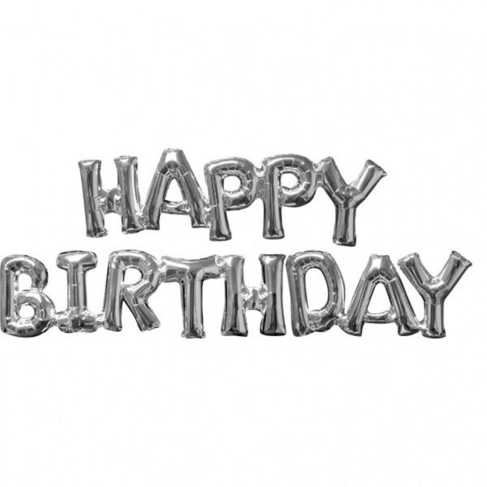 Balon foliowy Happy Birthday srebrny Amscan